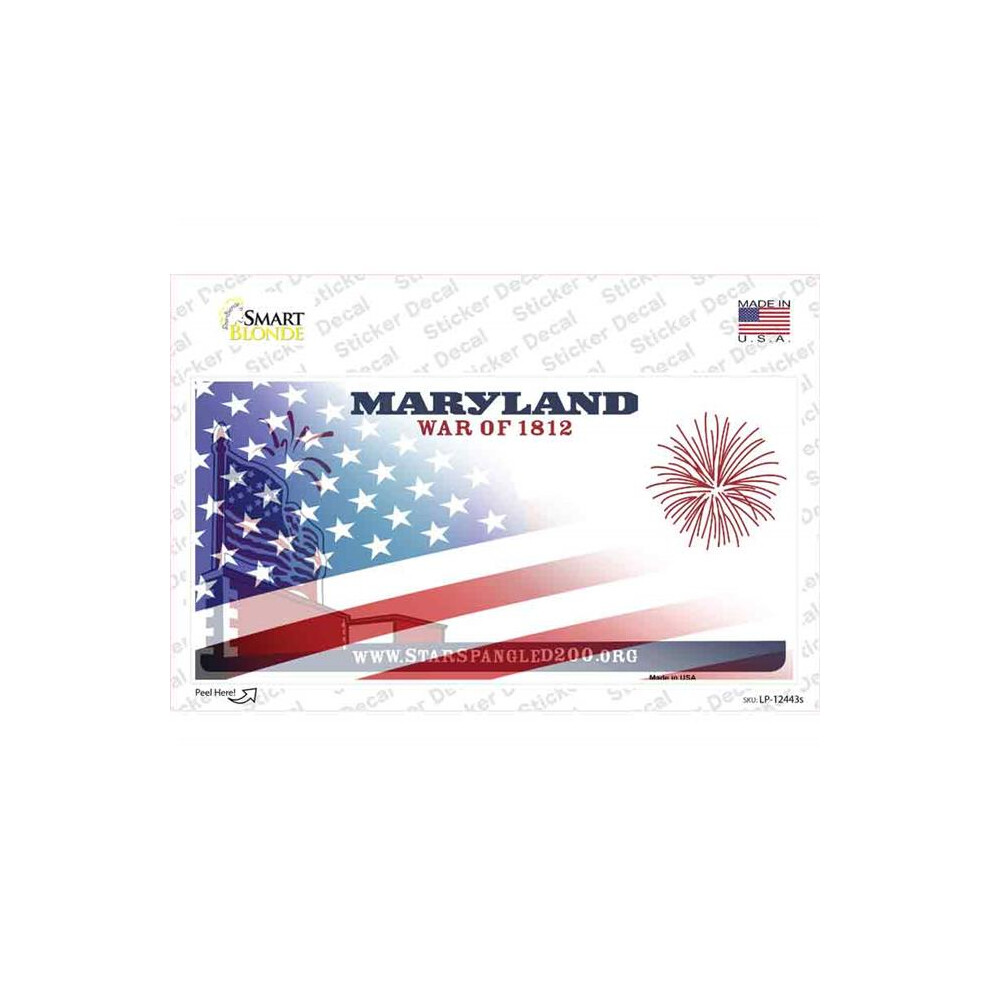 Smart Blonde Lp-12443S-M Maryland War American Flag Novelty Sticker Decal - Medium 731997921978