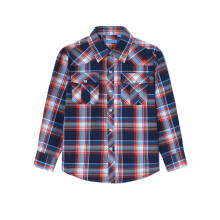 Pojkes sm?barn Barn Casual L?ng?rmad Western Pearl Rutskjorta med tryckknapp 4-16 ?r (#15 R?d & Bl? 8)