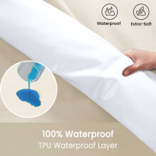 (Beige, King) Waterproof Fitted Sheet Extra Deep Skirt 30cm