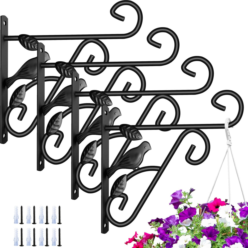 AMAGABELI GARDEN & HOME Lot de 4 supports de suspension pour plantes 25,4 cm, crochets pour carillon éolien d'extérieur pour jardinière suspendue