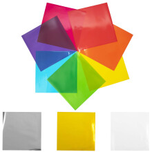 120 stk cello ark 8 x 8 tommer (10 farver s?lv og guld inkluderet) - farvet cellofan ark - farvet cellofan indpakning - farvet transparent ark -