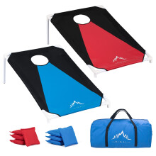 Himal Portable PVC inramad Cornhole Game Set med 8 bnvskor och brvska (bl-rd 3 x 2 fot)