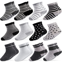 cUBAcO Rutschfeste Socken 12 Paar Babysocken 3-5 Jahre Jungensocken Baumwollsocken mit Greifern S   ckchen Sportliche Sportsocken Unisex-Socken