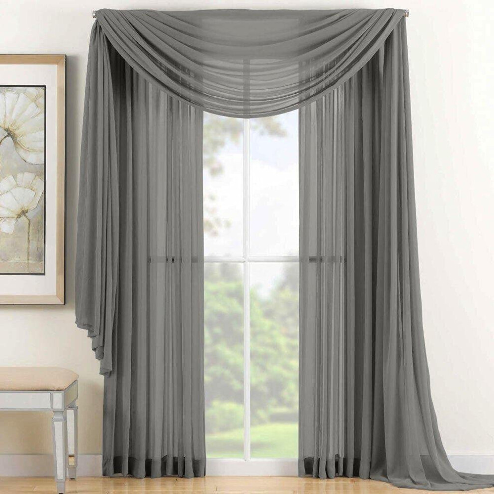 Juego De 2 Cortinas Transparentes De Lujo De Lino Jasmine Para Cocina Y Dormitorio, 84 Pulgadas De Largo, Variedad De Colores, Gris Plateado.-image