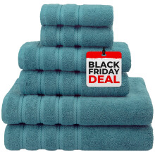 American Soft Linen, 100 % Carde-Baumwolle, 6-teiliges Handtuch-Set, 590 g/m, schwere, weiche, saugfhige trkische Handtcher fr Badezimmer, Blaug