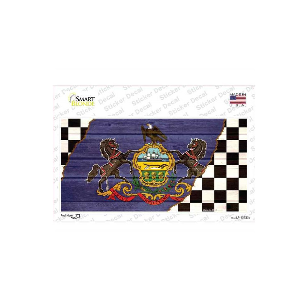Smart Blonde Lp-13723S-M Pennsylvania Racing Flag Novelty Sticker Decal - Medium 731997925433