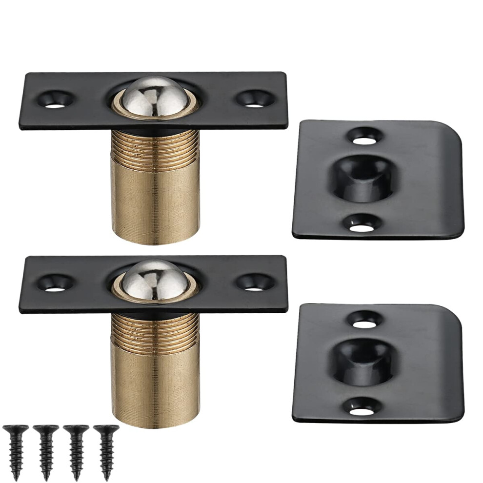 Jqk Closet Door Ball Catch Hardware Stainless Steel Catch Adjustable With Strike Plate Black Finish 4 Pack Hbc100-Bk-P4 824941765817