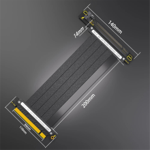Cabo de Extensão PCIE 4.0, 16x Elevação GPU Alta Velocidade Blindado com Placa Porta PCI Express, 20 cm 180