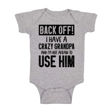 Voltar !! Eu tenho um vov    louco e n   o tenho medo de us    -lo fofo engra   ado para beb    macac   o infantil (cinza claro 12 meses)
