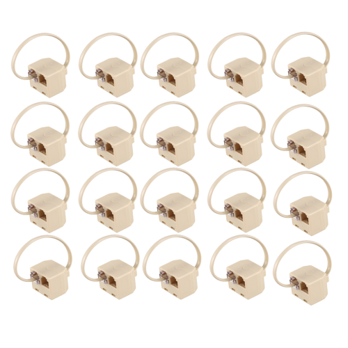RJ11 6P4C 2 πρίζες τηλεφωνικού βύσματος διαχωριστή γραμμής Μπεζ