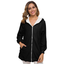 (Black, 3XL) Warm Ladies Women Teddy Bear Fluffy Coat Hooded Faux Jacket Outwear Fleece