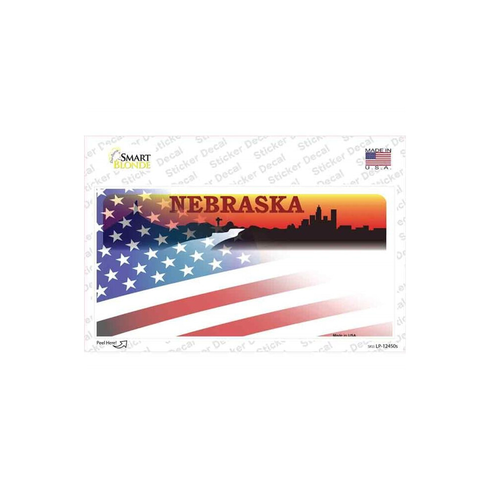 Smart Blonde Lp-12450S-M Nebraska Half American Flag Novelty Sticker Decal - Medium 731997926676
