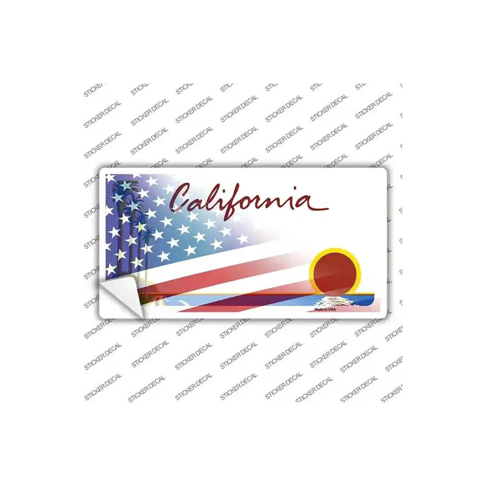 Smart Blonde Lp-12438S-Xl California Palm American Flag Novelty Sticker Decal - Extra Large 731997926638