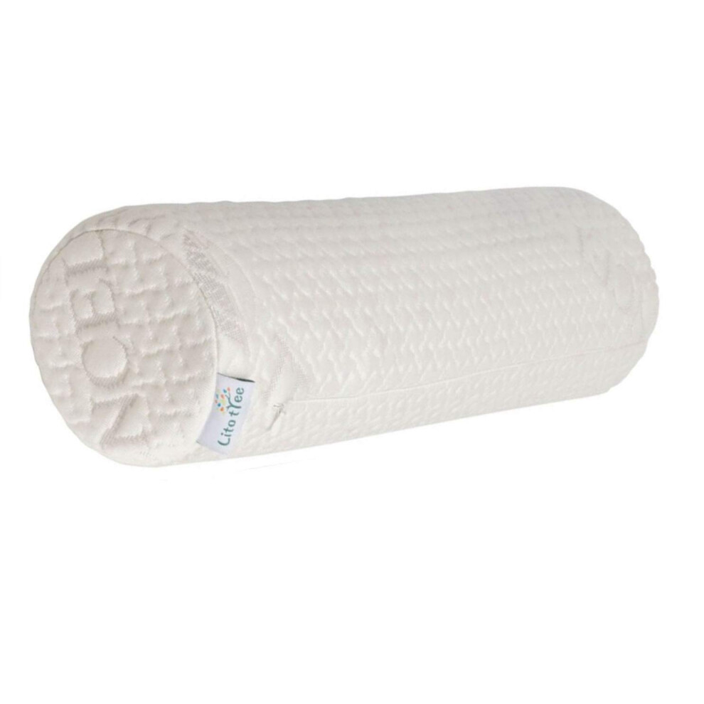 Taie d'oreiller ultra-douce pour coussin cervical rond LitoTree (taie d'oreiller blanche de 45,7 x 15,2 cm) (taie d'oreiller uniquement, oreiller