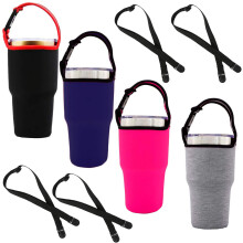 Tunan 4PCS Tumbler 30oz Carrier Holder Pouch med skulderrem Fit til Yeti Rtic Atlin Ozark Trail Rambler Neoprene Sleeve med b?reh?ndtag - 4 farve