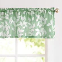 Treatmentex Valance vinduesgardin 15"""" L?vtryk K?kkenvalancer Gr?n og hvid 52"""" m 1 panel