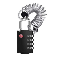 Zhege bagage l?s TSA godkendt rejsel?s 4 -cifret kombination h?ngel?s med fleksibelt kabel (80 cm) til kufferter rygs?kkuffert
