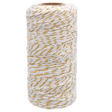 Guld och vit garn 100 m/328 fot 2 mm Bomull Baker's Twine Christmas String tung frpackningsstrng fr DIY -hantverk och presentfrpackning