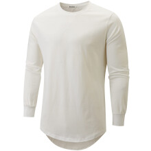 KLIEgOU Maglietta a maniche lunghe da uomo in cotone Hipster Hip Hop, modello lungo, 67 bianco, taglia M