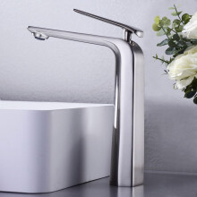 TOCALOCA Tall Bathroom Faucet for Vessel Sink Premium Brass Mixer Tap Brushed Nickel Bathroom Basin Faucet Single Handle Vanity Faucet 1 Hole Moder
