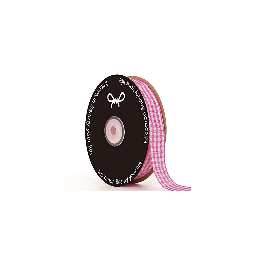 Micomon Roze Gingham Plaid Geruit Lint 25 Yards Elke Rol 100% Polyester (5/8"""" Roze)