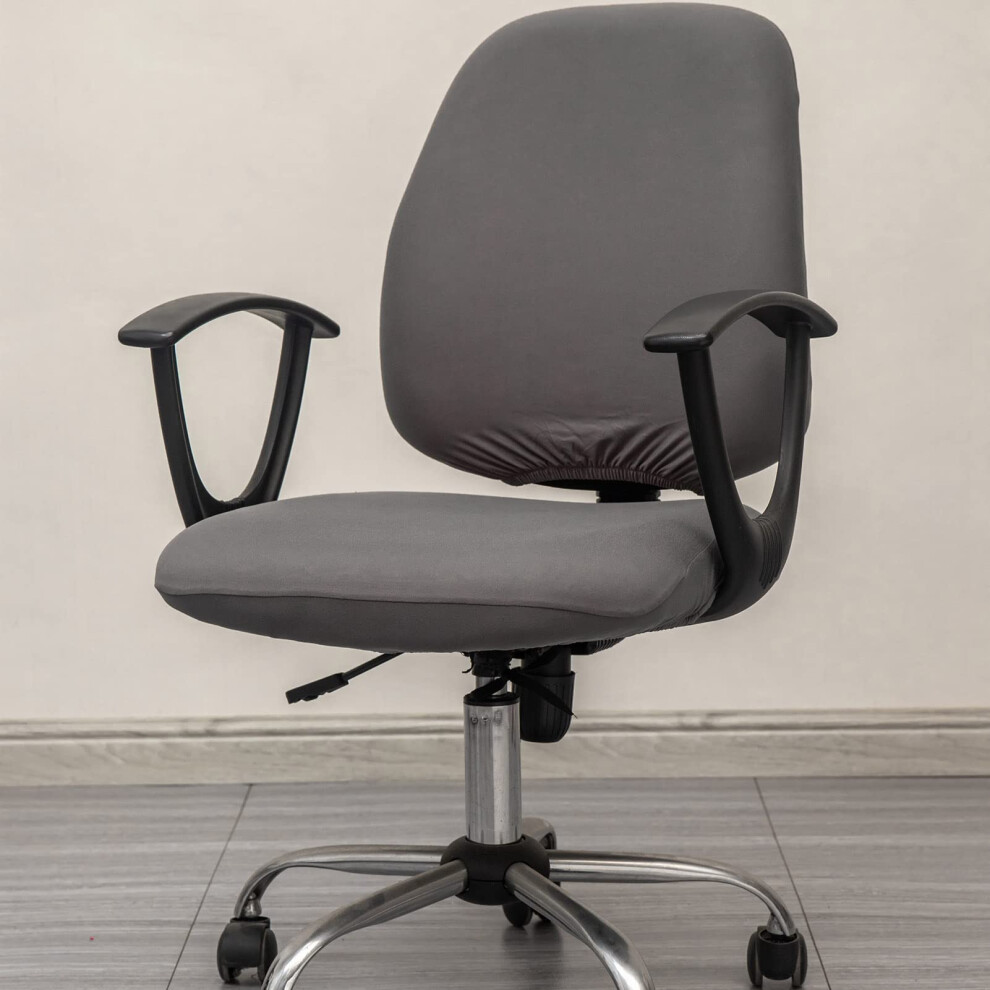 Housse De Chaise De Bureau Melaluxe - Housse De Protection Universelle Extensible Et Pivotante, Gris Fonc-image