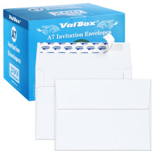 Valbox 200 Cantos A7 Sobres de invitacin 5 x 7 120gsm Sobres de papel Kraft White para 5x7 Tarjetas Auto Seal Bodas Invitaciones Baby Shower Station