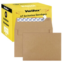Valbox 200 Antal A7 Invitation Konvolutter 5 X 7 120GSM Brun Kraft Paper Konvolutter til 5x7 kort Self Seal Bryllupper Invitationer Babybruspapir