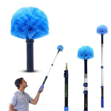 EVERSPROUT 1.5-to-3 Foot Cobweb Duster and Extension-Pole Combo 8-10 Ft Standing Reach Medium-Stiff Bristles Lightweight 3-Stage Aluminum Pole Hand