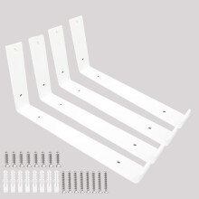 Hyldebeslag 12 tommer 4 STK Heavy Duty hvidt v?gbeslag med l?be til flydende hylder Rustikt jern Metalhyldebeslag til g?r-det-selv ?bent hylder H