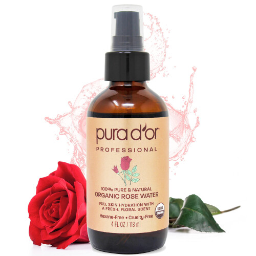 PURA D'OR Βιολογικός Τονωτικός Ροδόσταγμα (4oz / 118mL) 100% Καθαρό, Ενυδάτωση Δέρματος