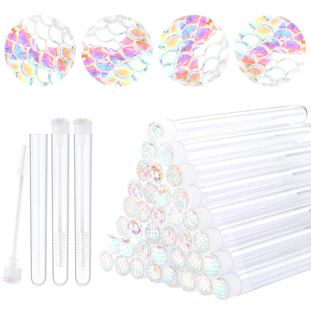 Dming White 50Pcs Lash Brush Mascara Wands And Tubes Spoolies For Eyelash Extensions Mascara Wand Tubes Scale