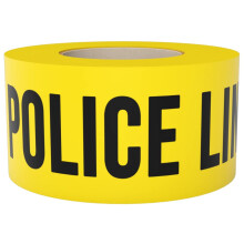 Absperrband    Uberschreiten verboten    der Polizei, 7,6 cm x 304,4 m, leuchtend gelb mit kraftigem schwarzen Aufdruck, 7,6 cm breit fur maximale Le