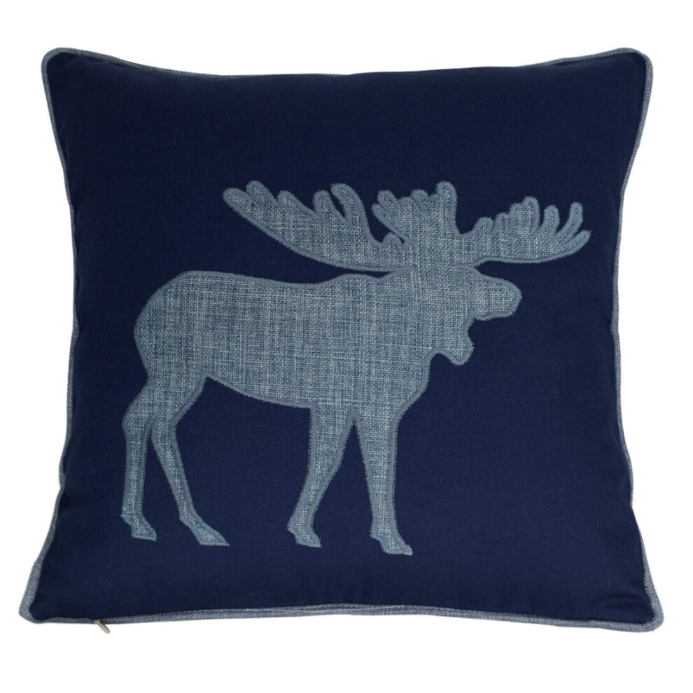 Millianess Marineblaue Kissenbez Ge Aus Baumwolle, Dekorativer Elch-Kissenbezug F R Sofakissenbez Ge, 45,7 X 45,7 Cm, Marineblau-image