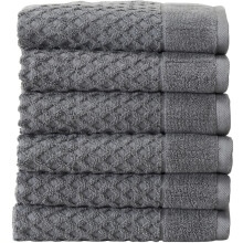 Great Bay Home 100% Cotton Gris Hand Towels 6 Doux Salle de bain serviettes a main tres absorbantes Tournettes de bain seches Grayson Collection