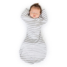 SwaddleDesigns bergangs-Pucksack mit hochgezogenen Armen, halblangen rmeln und Fustlingsmanschetten, graue Streifen, mittelgro, 36 Monate, 1421