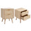 Living And Home 2 Pack Wood and Rattan Side Cabinet Bedside Table NightStand 4