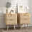 Living And Home 2 Pack Wood and Rattan Side Cabinet Bedside Table NightStand 1