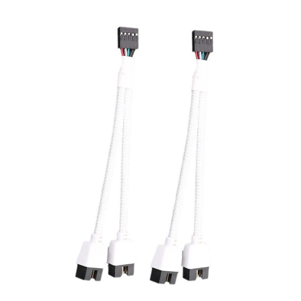 Computer Motherboard Usb 2.0 9Pin To Dual 9 Pin Extension Cable White 4853542389616