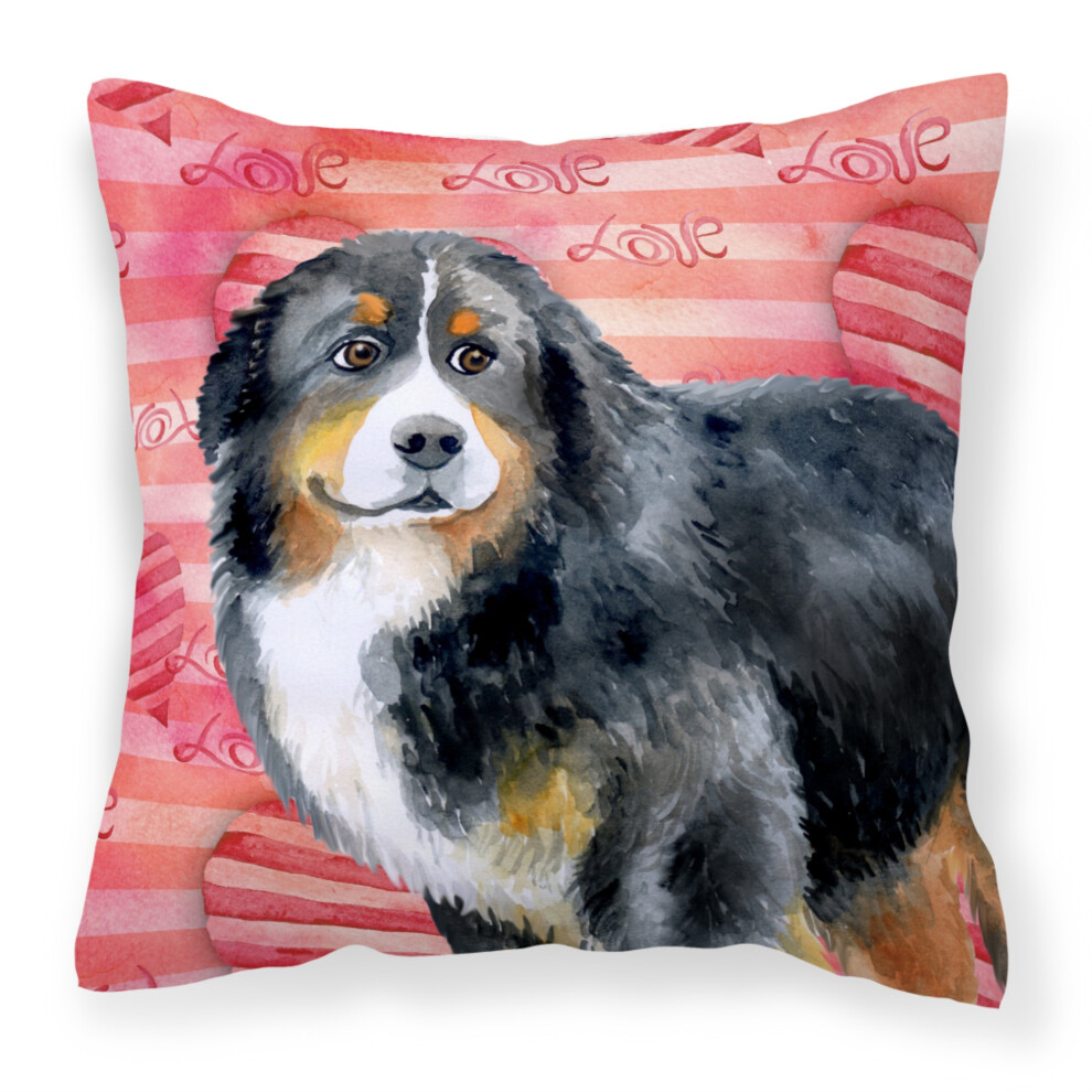 Coussin D'ext Rieur En Toile Caroline's Treasures BB9732PW1414 Bouvier Bernois, L'amour Est Un Chien-image