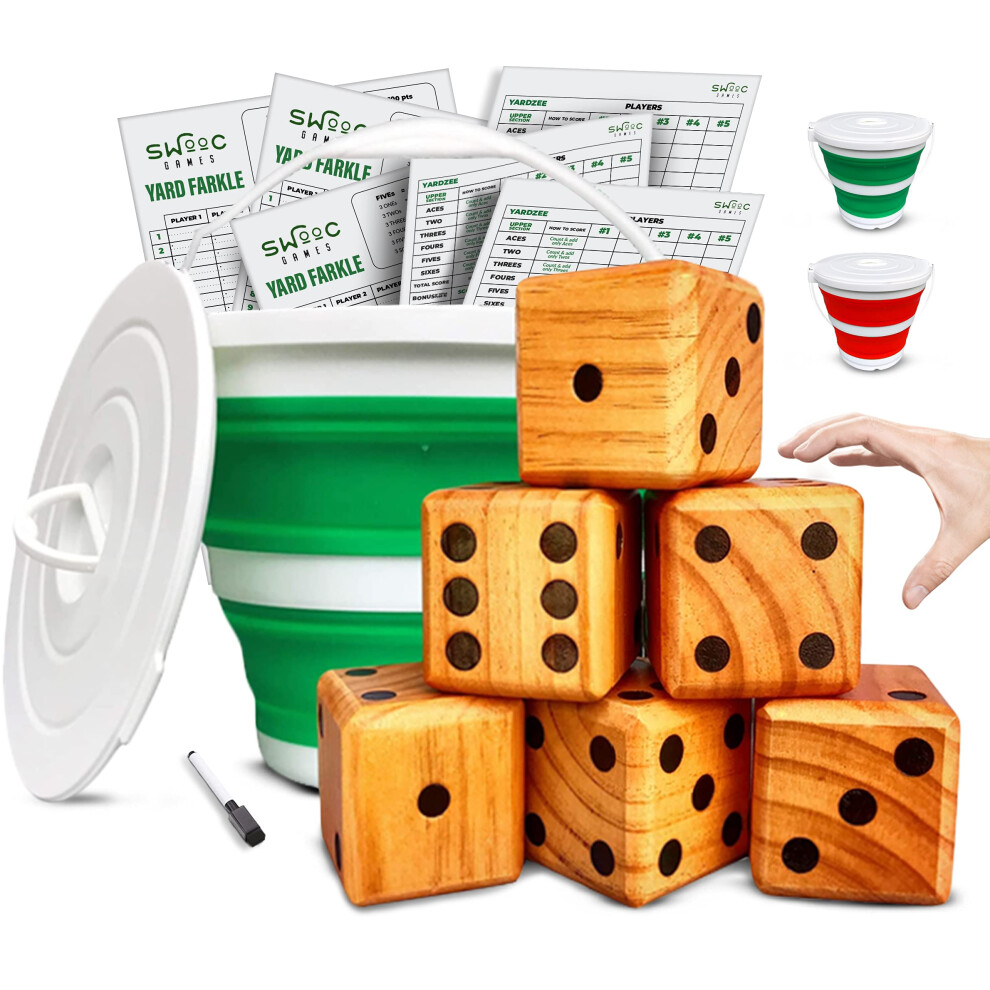Photos - Other Toys SWOOC Games - Yardzee Farkle & 20+ Giant Dice Games - Yard Dice All Weather w/Bucket Scorecards & Marker - Giant Outdoor Gam
