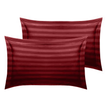 (BURGUNDY/RED, 2 Stripe Pillowcase) Stripe Duvet Quilt Cover Set Single Double King