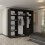 (Black, 200cm) Smart Double Door Sliding Wardrobe 3