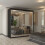 (Black, 200cm) Smart Double Door Sliding Wardrobe 1