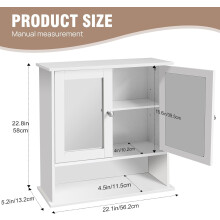 Bathroom Wall Cabinet With 2 Doors Mirrors Shelves Bath Medicine First Aid Toiletries Wall Mounted Storage Cabinet（White）