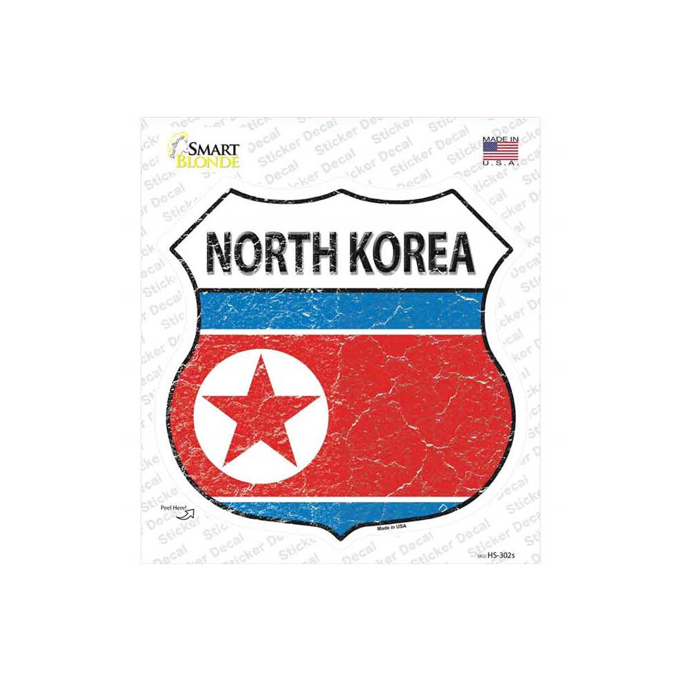 Smart Blonde Hs-302S-M North Korea Flag Novelty Highway Shield Sticker Decal - Medium 731997849104