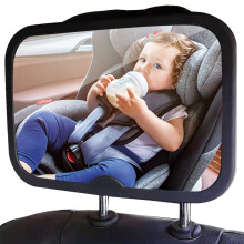 Funbliss Baby Mirror for Car  Safety Car Seat Mirror for Baby Rear Facing with Anti-vibration  Shatterproof  Crash Tested and Certified Black