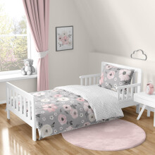 Sweet Jojo Designs Grijze aquarel bloemen meisjes peuter kinder dekbedovertrekset - 5 stuks dekbedovertrek en lakens - Blush roze grijs en wit shabby
