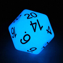 Bescon Jumbo Glowing D20 38MM stor st?rrelse 20 sider terninger Bl? gl?d i m?rk stor 20 ansigter terning 1,5 tommer