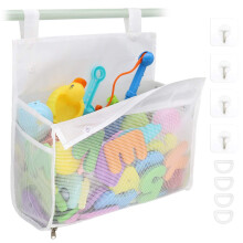 Kylpylelujen j  rjest  j   Useita tapoja ripustaa Eritt  in suuri aukkoinen kylpyhuoneleluteline Pohjassa vetoketjullinen kylpyammelelujen s  ilytyspu